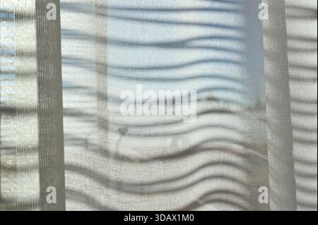 Striped white fabric texture drape background. Stock Photo