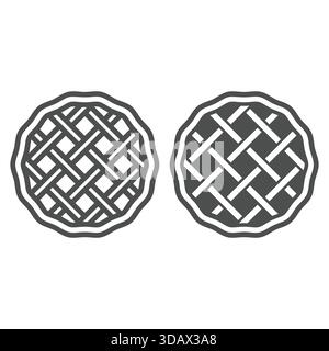 Waffle dough pie line and solid icon, sweets pastry concept. Vector graphics. Apple pie bakery sign on white background, outline style icon for mobile Stock Vector