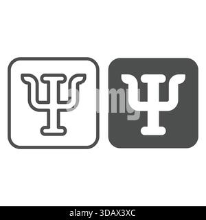 Trident square button line and solid icon, family psychology concept. Vector graphics. Candlestick, trident bubble sign on white background, outline s Stock Vector