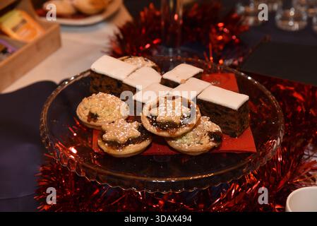 Christmas Mince Pies and Cake Stock Photo