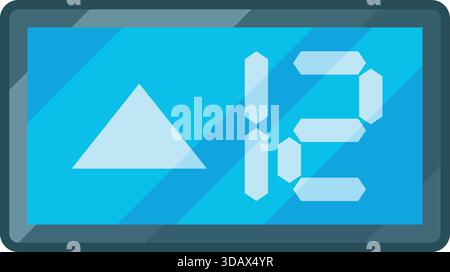 A blue screen with a number 12 and a triangle pointing up Stock Vector
