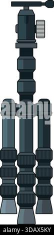 A tripod is shown in a black and white drawing Stock Vector