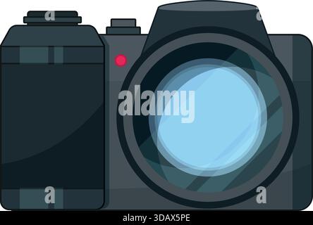A black camera with a red button on the top Stock Vector