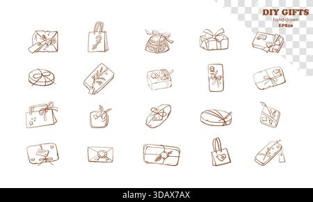 Hand-drawn doodle DIY gifts, presents Stock Vector
