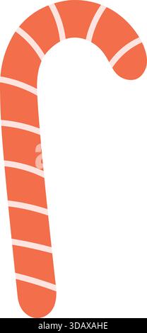 A cartoonish orange cane with white stripes Stock Vector