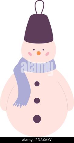 A cartoon snowman wearing a blue scarf and hat Stock Vector