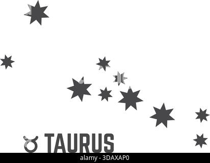 A constellation of stars with the word Taurus written below it Stock Vector