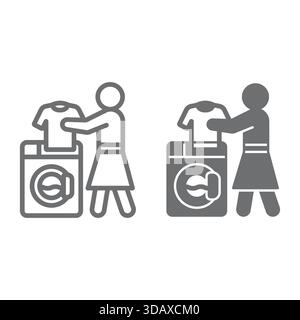woman putting dirty clothes into washing machine african american ...