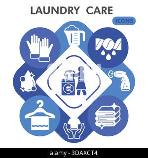 Laundry service collection or sketches. housework theme icons in glyph style signs for web and app. Vector graphics isolated on white background Stock Vector