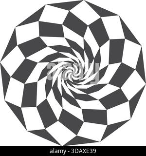 A spiral with black and white squares Stock Vector