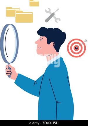 System analytics occupation. Professional strategic man projects Stock Vector