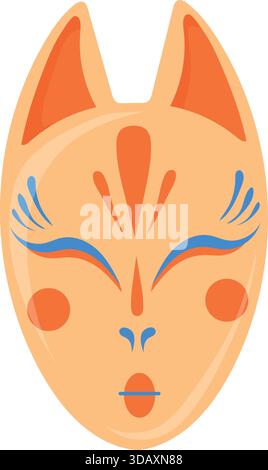 Ancient festival mask in japanese kabuki style. Hannya face isolated on white background Stock Vector