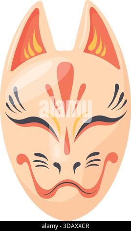Kabuki theater mask cartoon icon. Japanese culture symbol isolated on white background Stock Vector