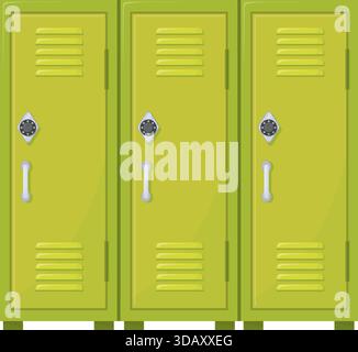 College corridor lockers. Locked student clothes storage isolated on white background Stock Vector