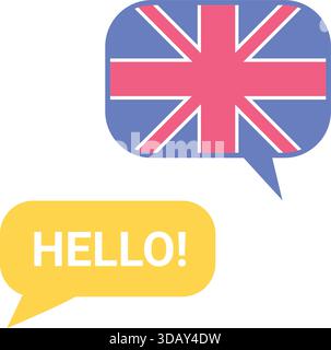 English conversation. Language learning. Greeting words icon isolated on white background Stock Vector