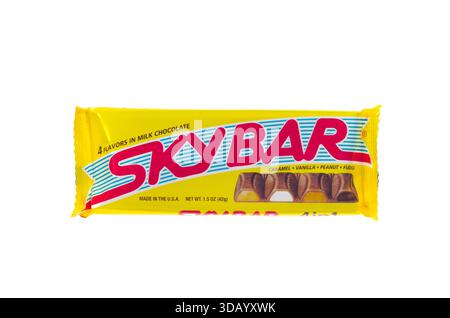 SKYBAR Candy bar in package isolated on white background. Stock Photo