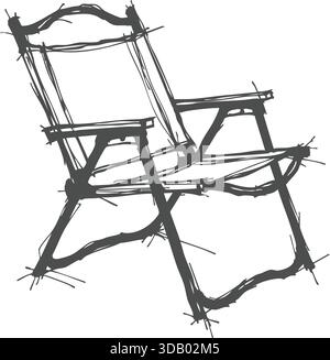 A sketchy rendering of a reclining lounge chair with armrests and angled back. Stock Vector