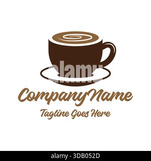 Simple Minimalist Brown Coffee Mug Cup Icon Symbol for Cafe Restaurant Eatery Bar Menu Illustration design Stock Vector