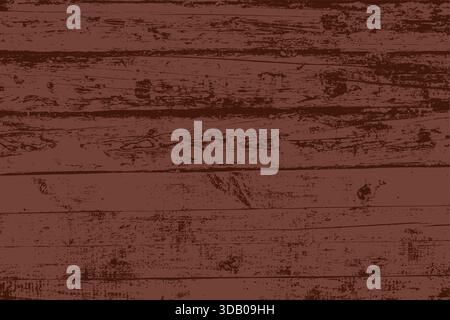 Detailed illustration of brown rustic wooden planks with distressed grunge texture. Features scratches, cracks, and worn natural details, ideal for vi Stock Vector