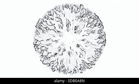 Abstract black and white circular pattern resembling organic growth or a stylized tree, isolated on a clean white background. Stock Vector