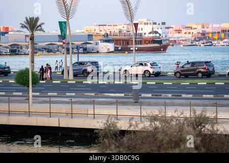 Doha, Qatar - December 10, 2025: Doha Corniche road. Roads and traffic on roads Stock Photo