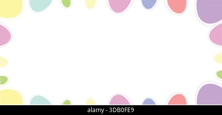 Empty white Easter-themed background with a bright pastel egg border, perfect for adding personalized holiday greetings or designs. Stock Vector