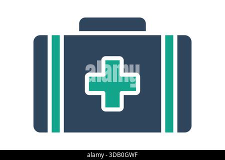 First aid kit icon. solid icon style. icon related to first aid station. work safety elements vector illustration Stock Vector