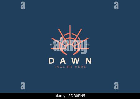 Abstract Linear Geometric Logo of Dawn Magical Moments View Concept Sacred Sign Symbol Stock Vector