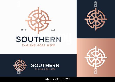 Elegant Linear Circle Shape Compass Star Logo Geometric Template Sign Symbol Stock Vector