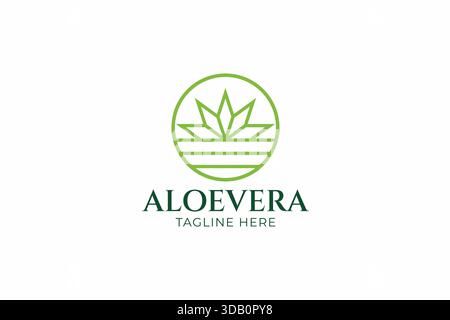 Abstract Aloe Vera Plant Logo Badge Simply Minimalist Sign Symbol Stock Vector