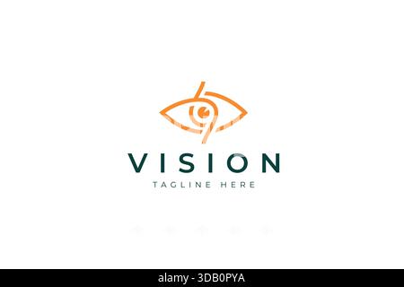 Abstract Eye or Vision Sign Symbol Logo with Linear 69 Silhouette Concept Stock Vector