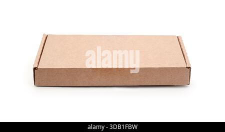 New rectangular cardboard box isolated on white. Stock Photo