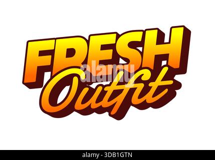 A vibrant logo featuring the words Fresh Outfit in bold, stylized typography with a gradient from yellow to orange. Stock Vector