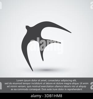 Abstract Flying Bird Silhouette Logo in Minimal Style Vector Stock Vector