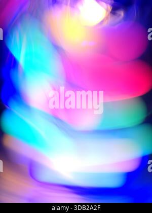 Interstellar intergalactic spaceship interior blurred motion minimalistic background. Spaceship interior bokeh abstract lights texture. Stock Photo