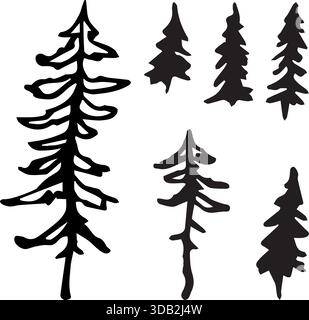 Forest Outline Dense Trees Nature illustration Stock Vector Image & Art ...