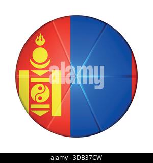 Glass light ball with flag of Mongolia. Round sphere, template icon. Mongolian national symbol. Glossy realistic ball, 3D abstract vector illustration Stock Vector