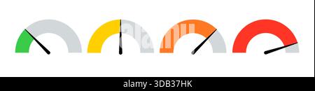 Speedometer icon high score bar scale indicator. Meter dashboard credit level rating temperature chart. Stock Vector