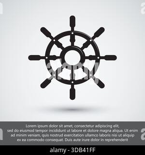 Vintage Ship Steering Wheel or Helm Icon Stock Vector