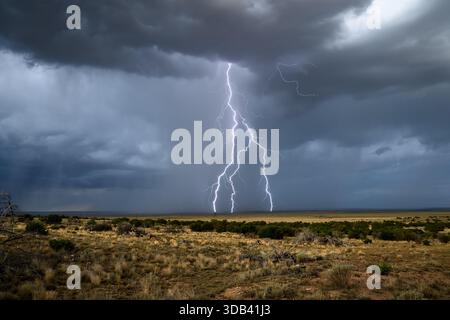 Lightning strike in the desert, New Mexico, USA Stock Photo