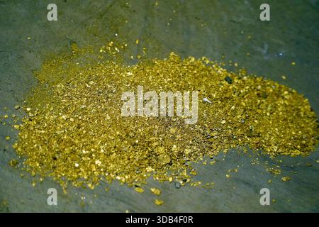 Some real gold nugget detail close up Stock Photo