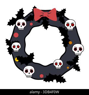 Gothic Christmas Skull with hat icon Stock Vector