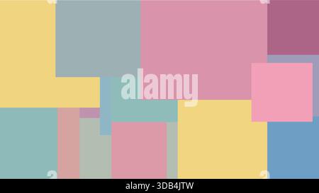 Abstract composition of overlapping squares and rectangles with soft gradients, minimal geometric pattern Stock Vector