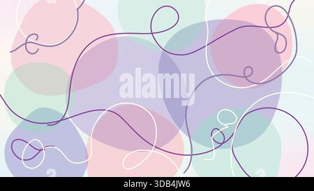 Soft pastel blobs enhanced with airy line loops Stock Vector