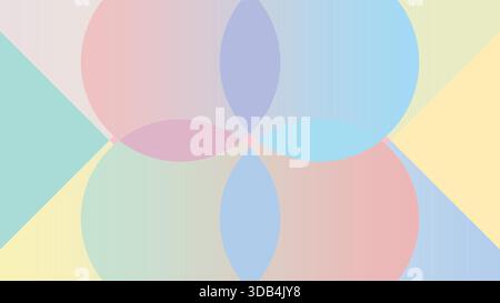 A vector background made of overlapping geometric shapes, soft gradients, pastel tones, smooth edges, modern abstract design, no text. Stock Vector