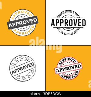 Approved Stamp Collection -vintage Stamp Design Set Stock Vector