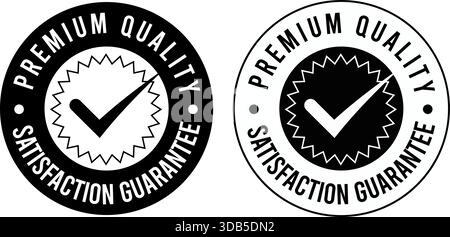 Premium Satisfaction Guarantee Badges Collection Vector Quality Emblem Set for Product Certification, Trust Marks, and Marketing Materials Stock Vector