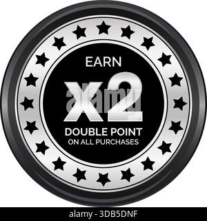Double Points Promotion Loyalty Badge Premium Emblem for Customer Rewards, Incentive Programs, and Marketing Campaigns Stock Vector