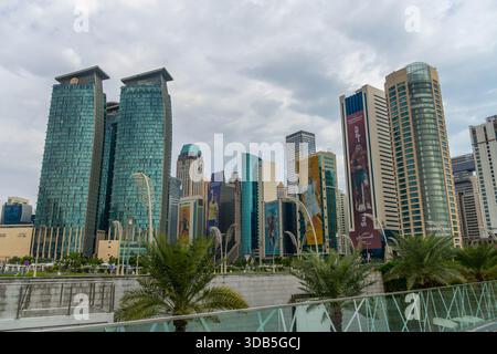 Doha, the capital of Qatar, with financial district area in Middle East. Stock Photo