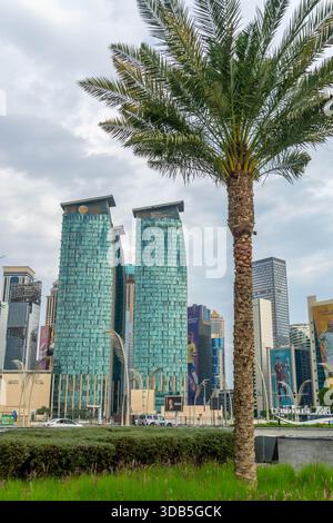 Doha, the capital of Qatar, with financial district area in Middle East. Stock Photo